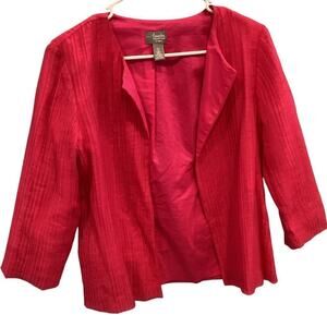 Chicos Travelers Womens Open Cardigan Size S Bright Pink Vacation Resort Work